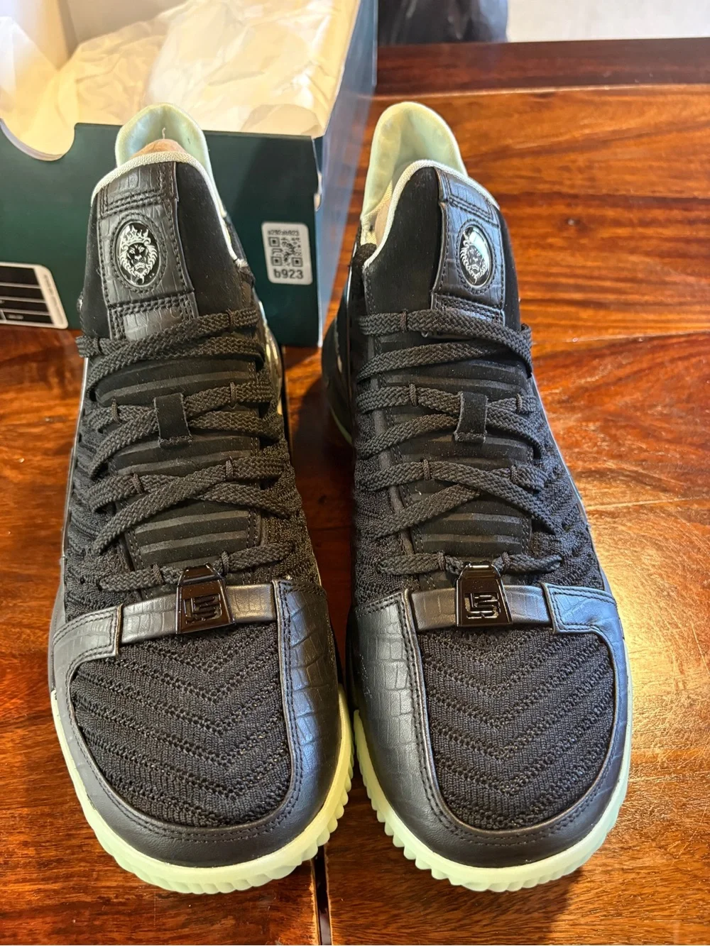 Nike Men’s Black Knit & Croc-Textured Basketball Sneakers